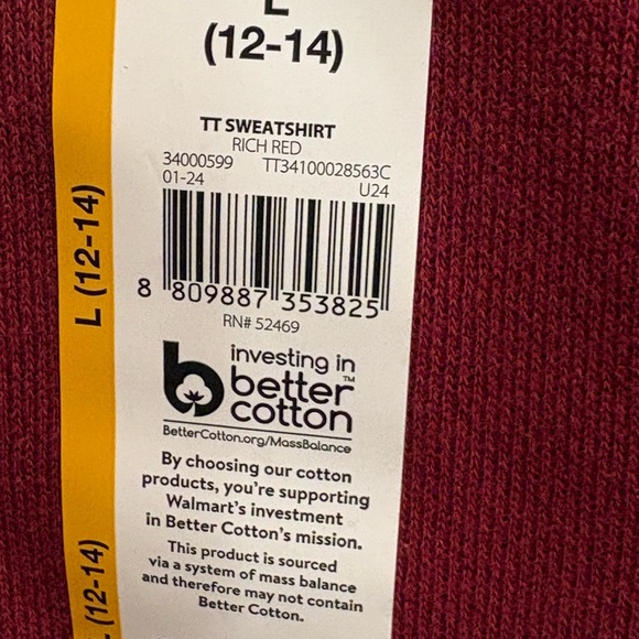 Time and Tru Women's deep Red Sweatshirt. Size large - Picture 4 of 9